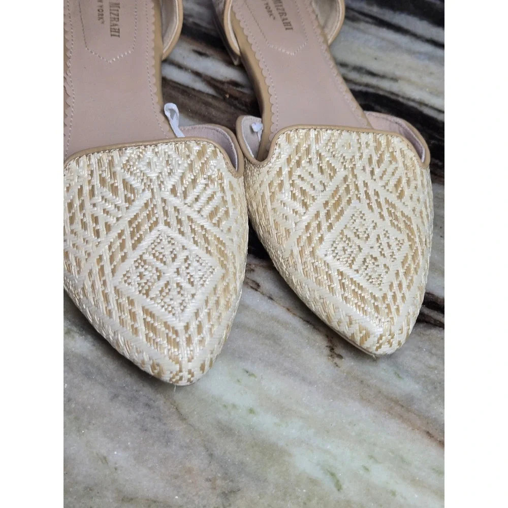 Isaac Mizrahi New‎ York Woven Geometric d'Orsay Pointed Toe Flats Beige Cream 10